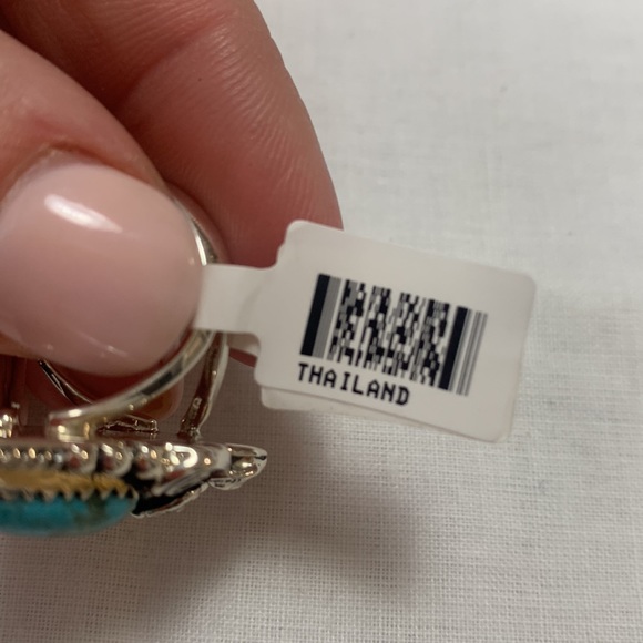 NWT JTV SW STYLE CABOCHON TURQUOISE STERLING SILVER FLORAL RING - Picture 6 of 6